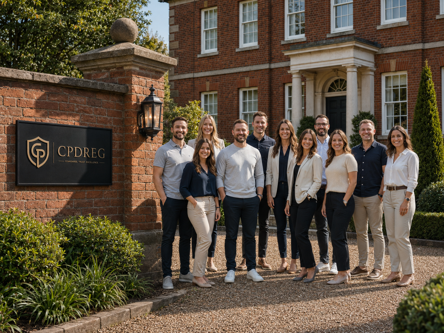 CPDREG team in front of the organisation building